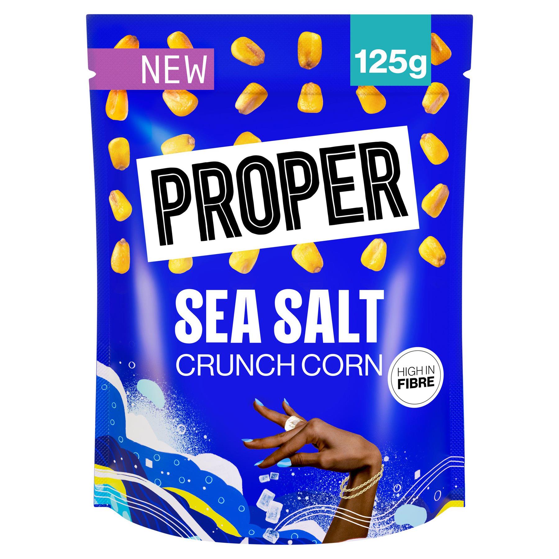 Proper Crunch Sea Salt Crunch Corn 8 X 125g High Fibre Gluten Free Vegan Snack Mix UK