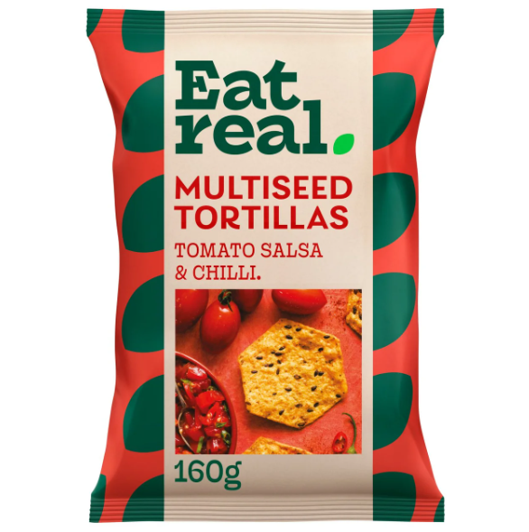 Eat Real Multiseed Tortilla Smoky Paprika Salsa Chips 10 x 160g Packs Vegan Gluten Free