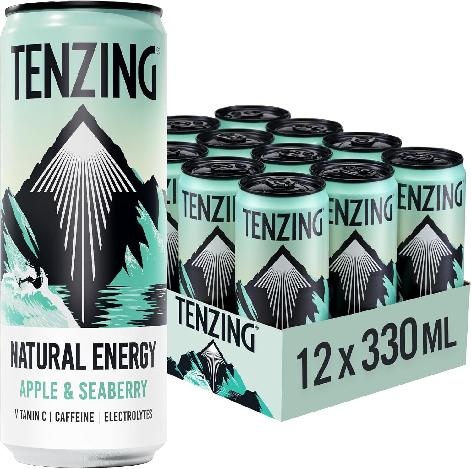 TENZING Natural Apple & Seaberry - 12 x 330ml Energy Drinks Cans