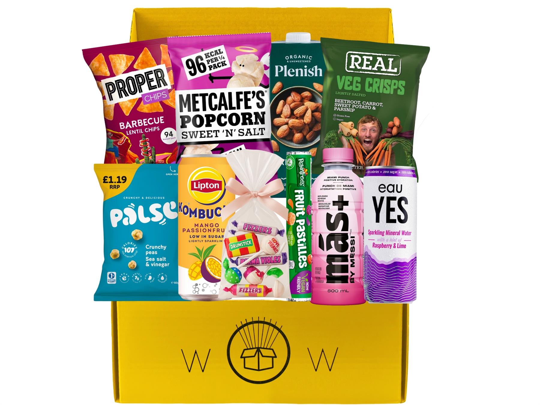 WowBoxMe Vegan Treat Box | 100% Plant-Based Snacks, Drinks & Sweets | Variety Pack & Gift Id