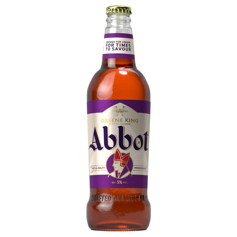 Greene King Abbot Rich & Malty Premium Ale 5% ABV Beer 12 x 500ml Bottles