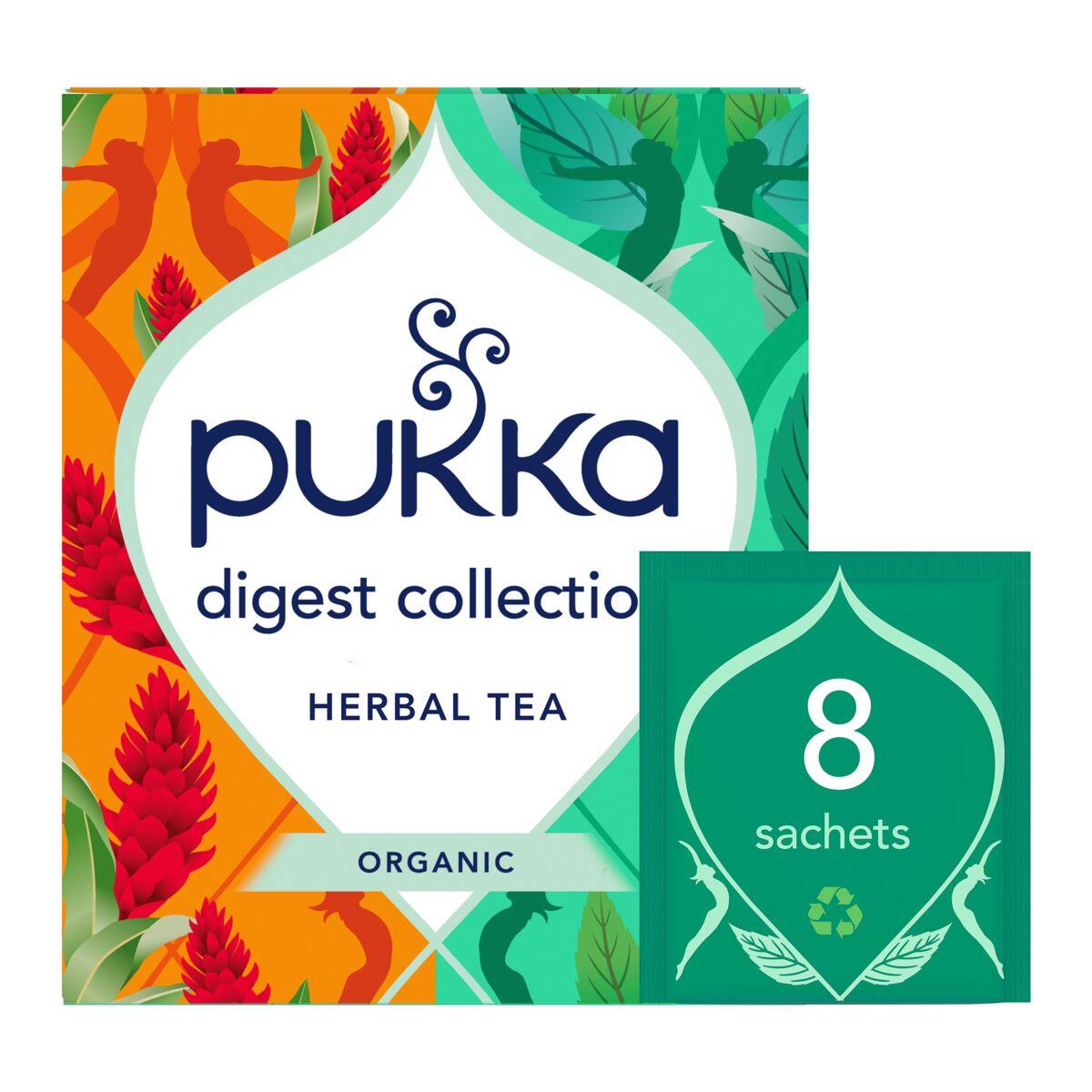 PUKKA Digest Collection Herbal ORGANIC Tea Sachets 8 x 8 Tea Bags