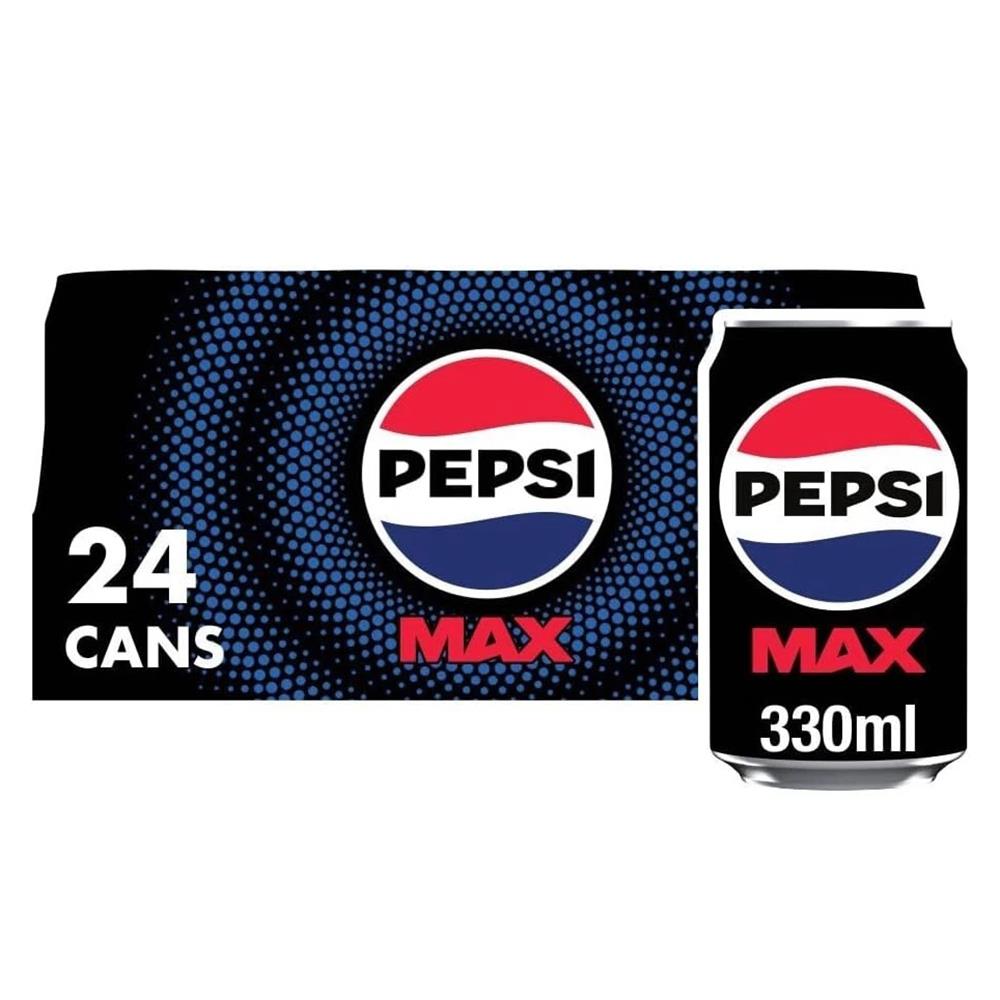 Pepsi Max 24 x 330ml Cans - Sugar Free Refreshing Carbonated Soft Drink