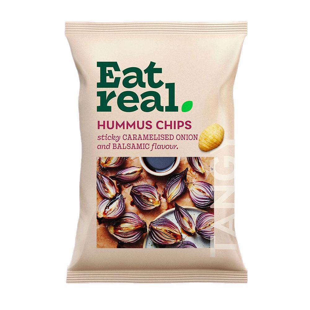 Eat Real Hummus Caramelised Onion And Balsamic Vinegar Chips 10 x 110g Bags Gluten Free Vegan Snack