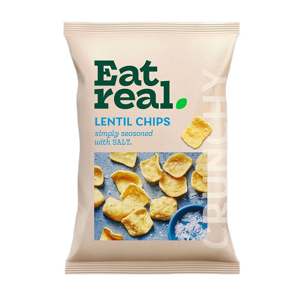 Eat Real Lentil Sea Salted Chips 10 x 95g Bags Gluten Free Vegan Friendly Snack Sharing Pack