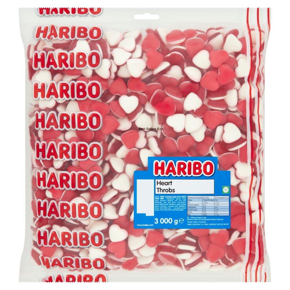 Haribo Heart Throbs Sweets Fruit Flavour Gums with Sweet Foam Gum 1 x 3Kg Bag