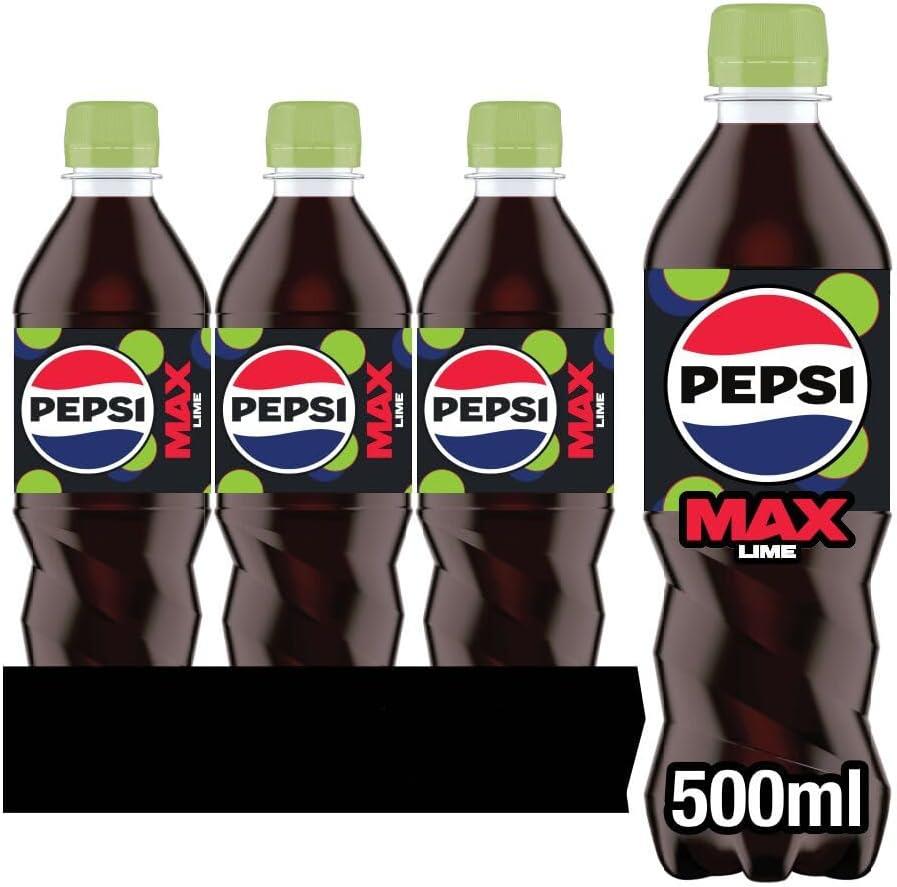 Pepsi Max Lime 12 x 500ml PMP Bottles - Refreshing Carbonated Soft Drink