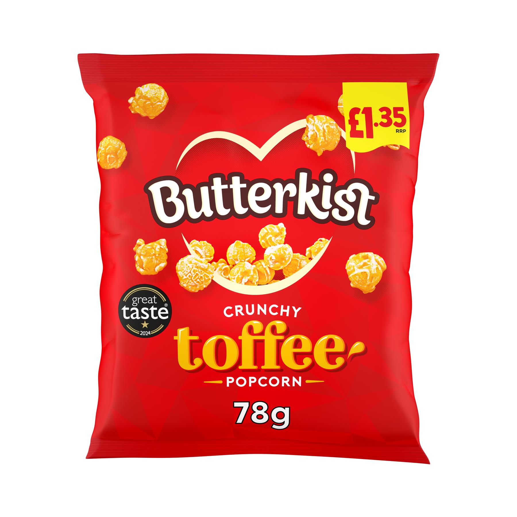 Butterkist Popcorn 15 x 50g PMP Toffee Coated Snack Bags Gluten Free Sweet Crunchy Treats