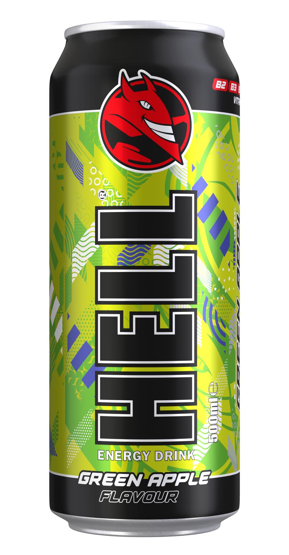 Hell Energy Drink Green Apple 24 x 500ml Cans Choose Flavour Caffeine B Vitamins Vegan