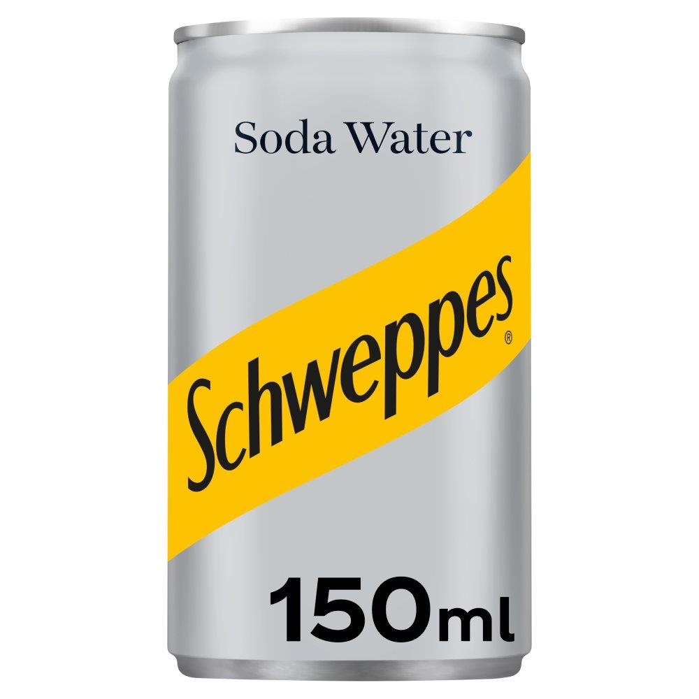 Schweppes Soda Water 150ml Mini Can 24 Pack Refreshing Sparkling Mixer Drink