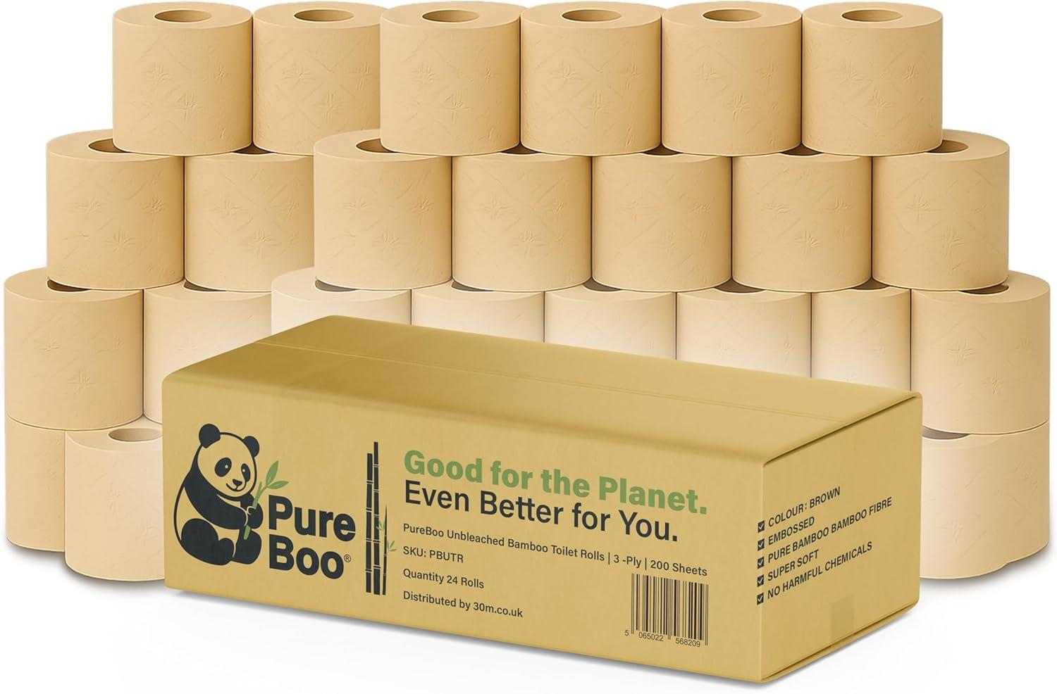 Office Harbour - Pure Boo Unbleached Bamboo Toilet Rolls (Box of 4)