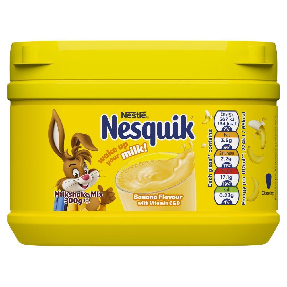 Nesquik Banana Milkshake Powder 10 x 300g Tubs Gluten Free Vitamin C And D