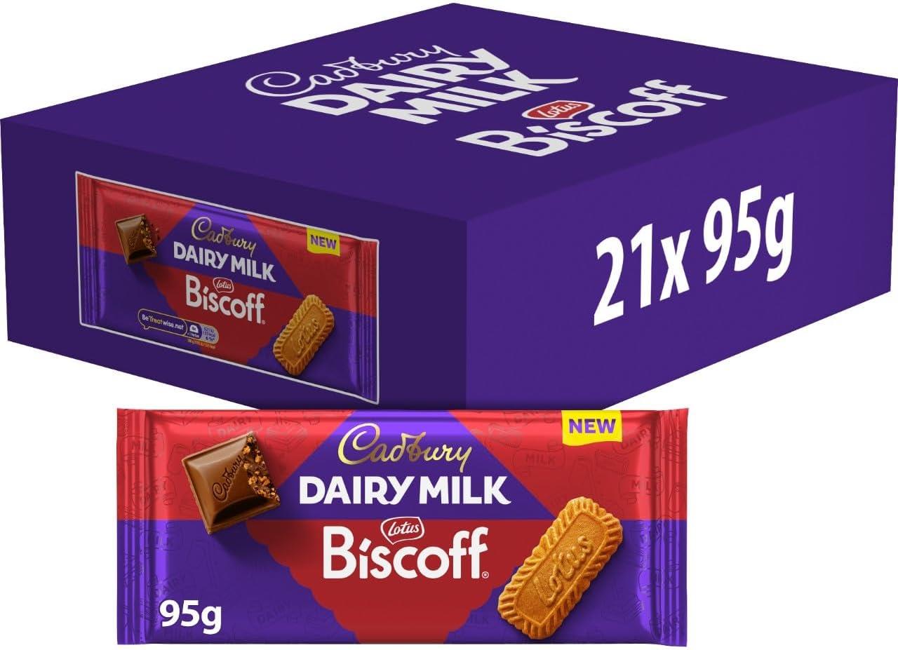 Cadbury Dairy Milk Biscoff 21 x 95g Bars BBD: 14 Nov 25
