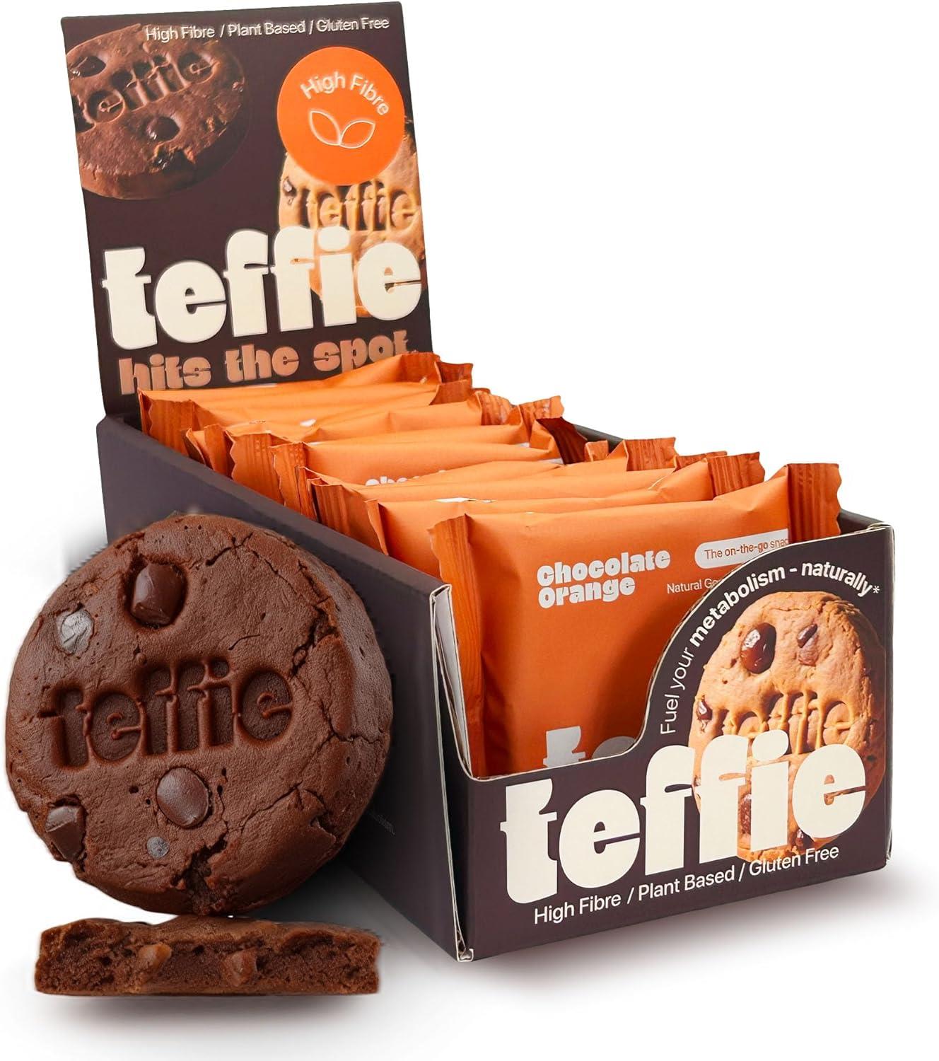 Teffie Chocolate Orange Bar Vegan Gluten Free 12 x 36g Packs High Fibre Snack