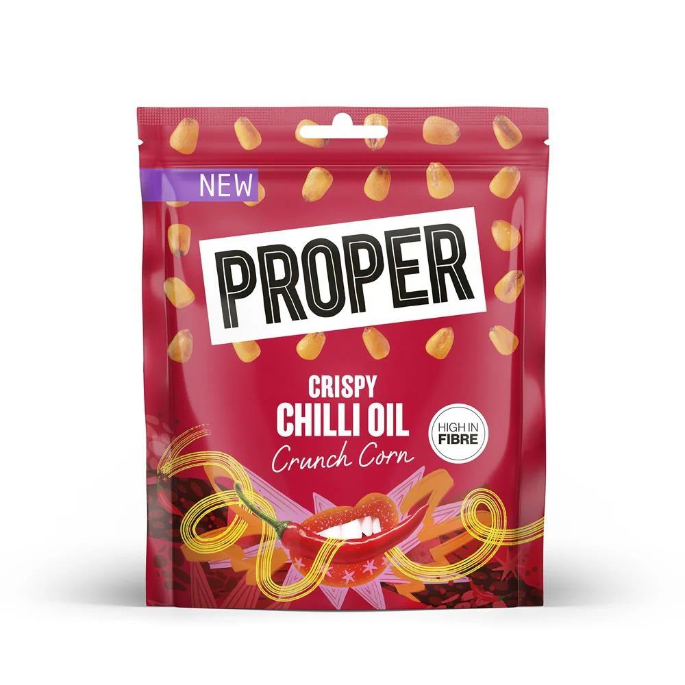 Proper Crunch Crispy Chilli Oil Corn 8 X 125g High Fibre Gluten Free Vegan Snack Mix UK