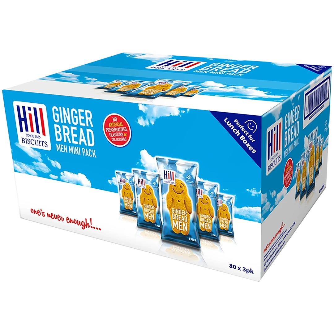 Hill Gingerbread Men 80 x 3pk Clear Wrap Priced Mini Packs For Parties Catering And Sharing
