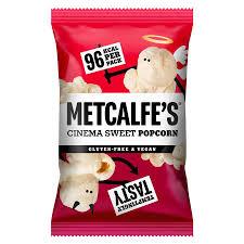 Metcalfes Skinny Cinema Sweet Popcorn 24 x 20g Gluten Free Vegan Snack Bags