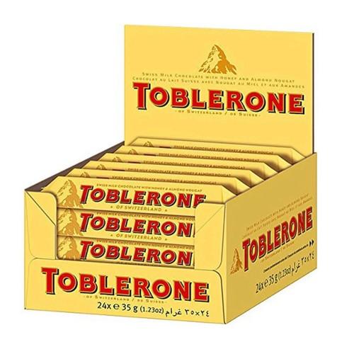 Toblerone Milk Chocolate 24 x 35g Bars Swiss Chocolate Snack Packs