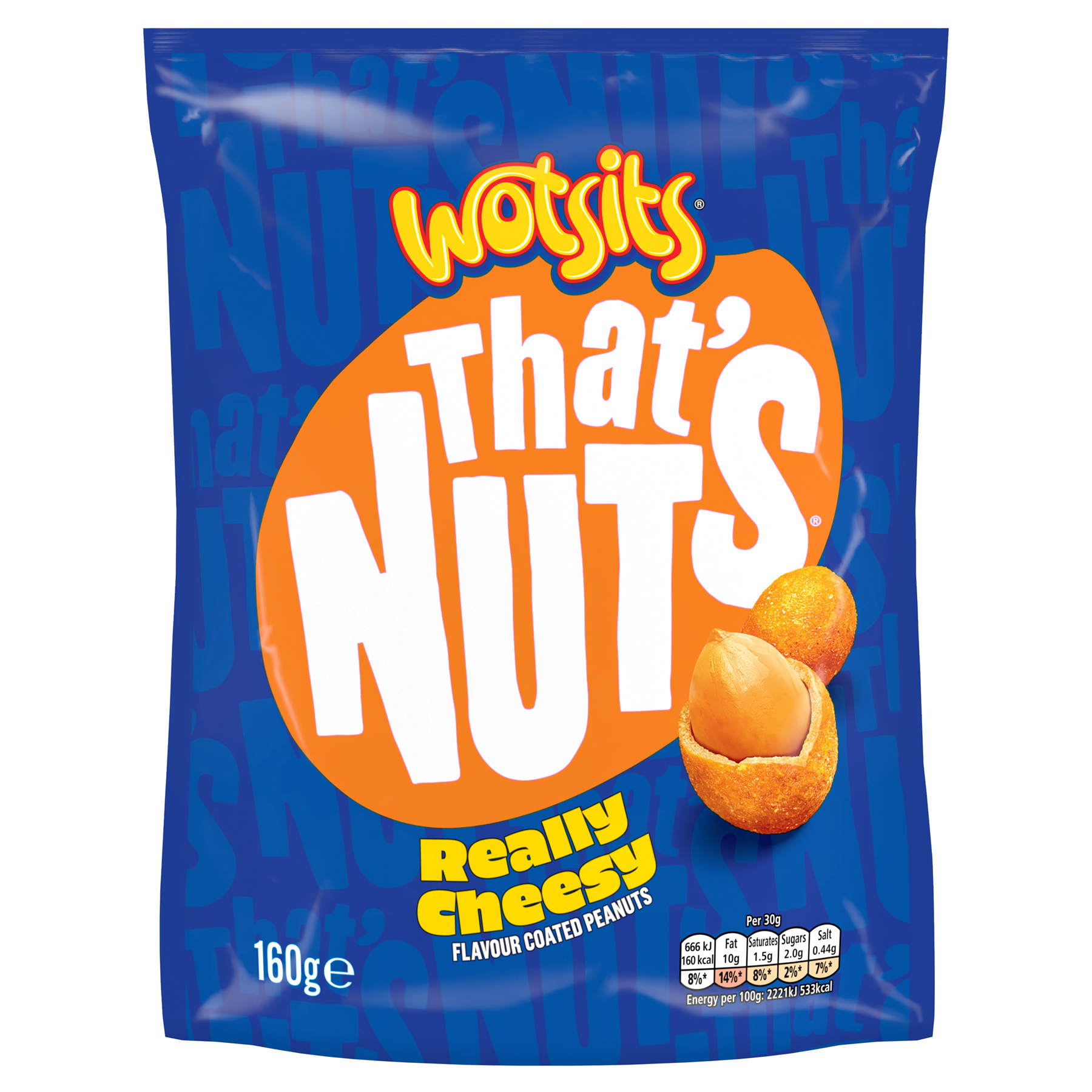 Wotsits Thats Nuts Really Cheesy 8 x 160g Sharing Packs Crunchy Coated Peanuts Snack