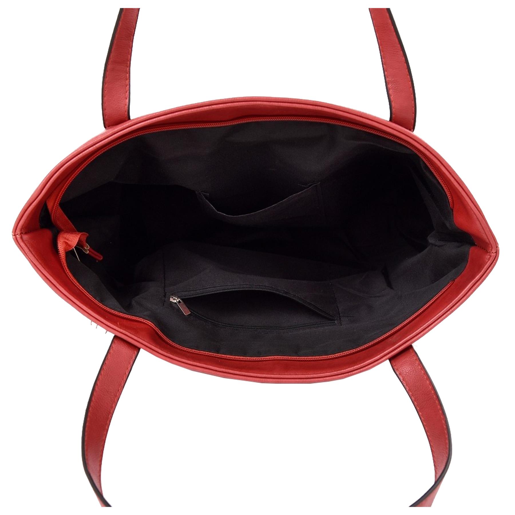 New Plain Synthetic Leather Ladies Simple Basic Shopper Shoulder Tote Bag