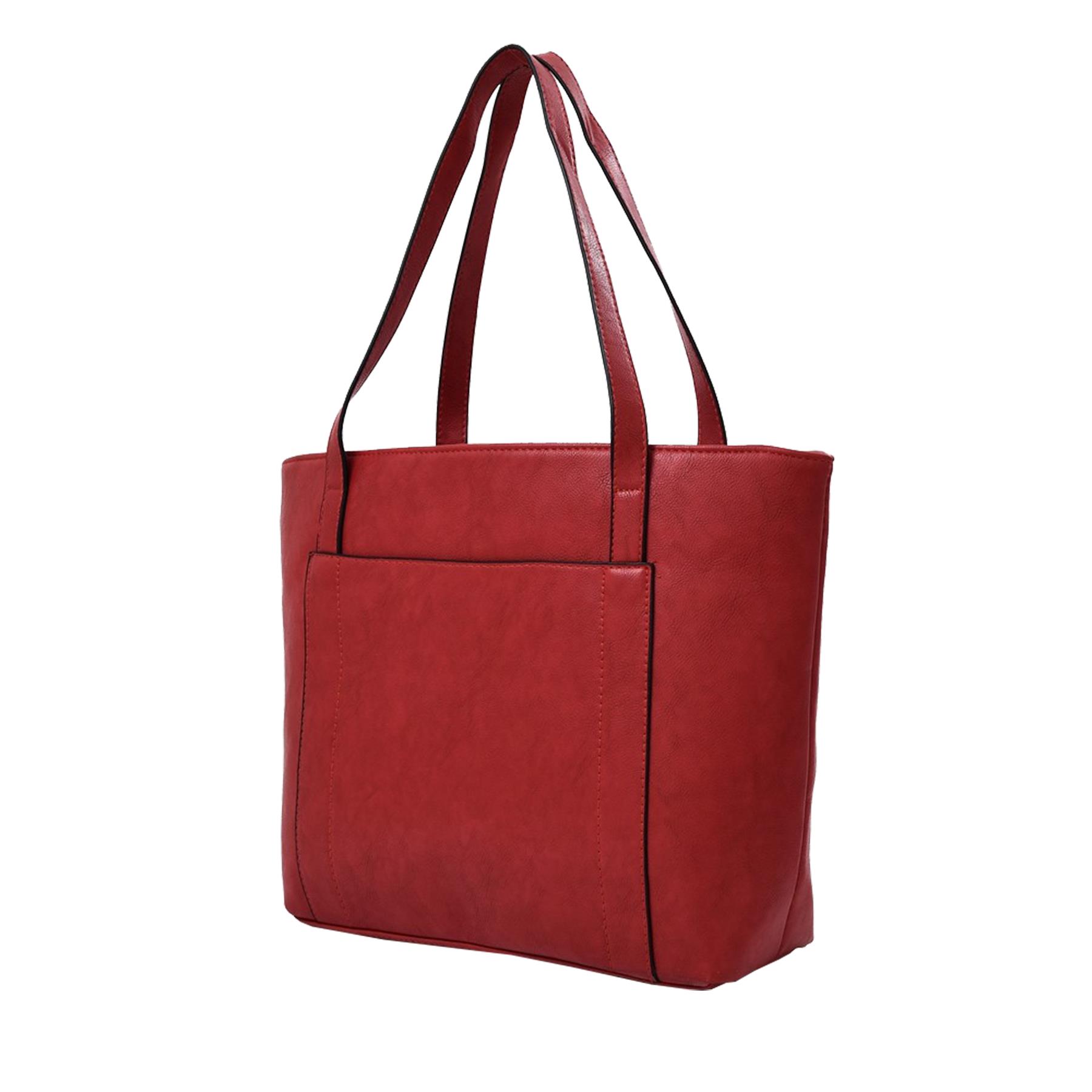 New Plain Synthetic Leather Ladies Simple Basic Shopper Shoulder Tote Bag