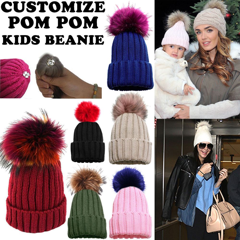 NEW FLUFFY COLOURED FAUX FUR DETACHABLE POM POM FOR WINTER HATS