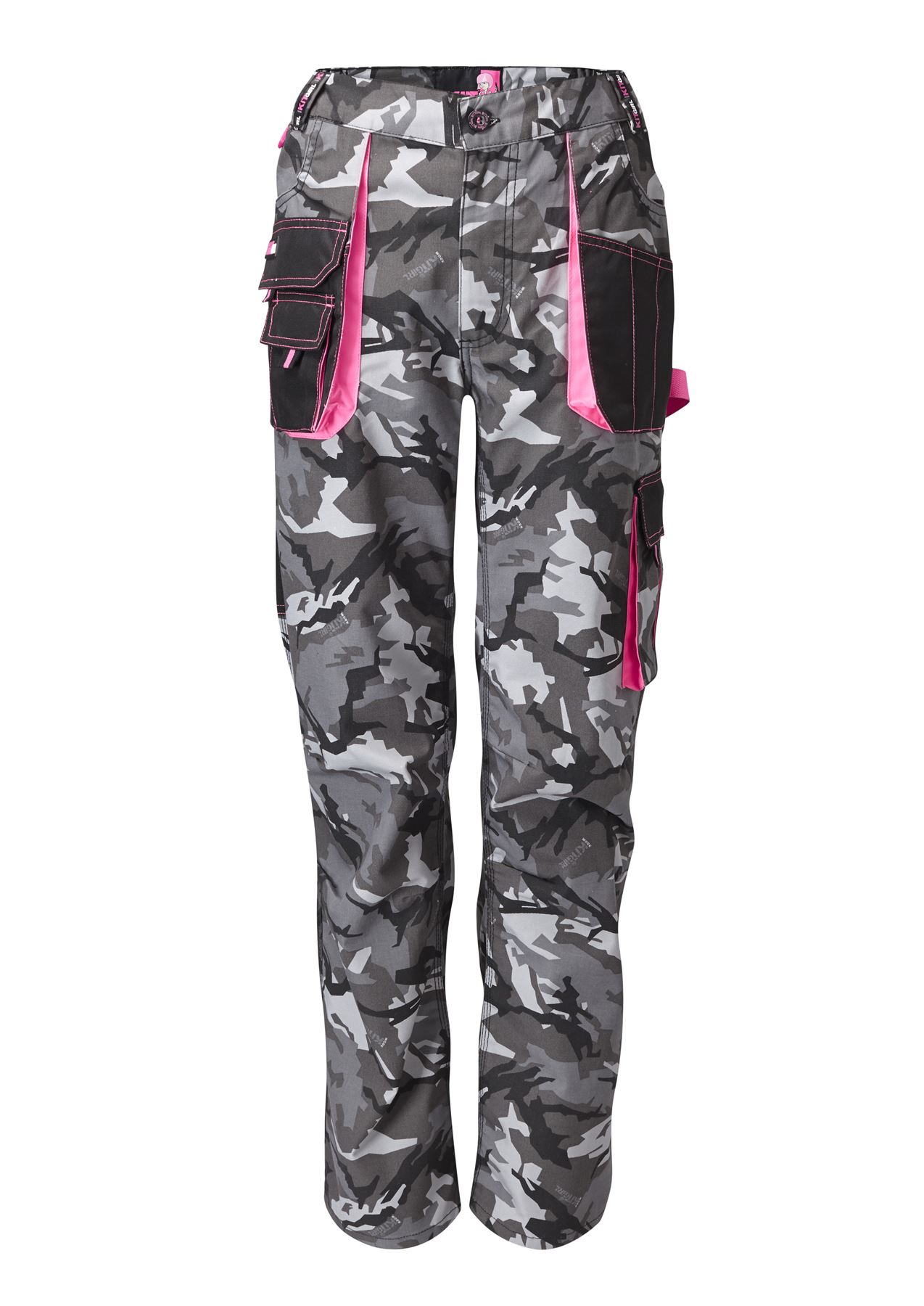 Workkitgirl Womens Black//Pink Workwear Cargo Shorts