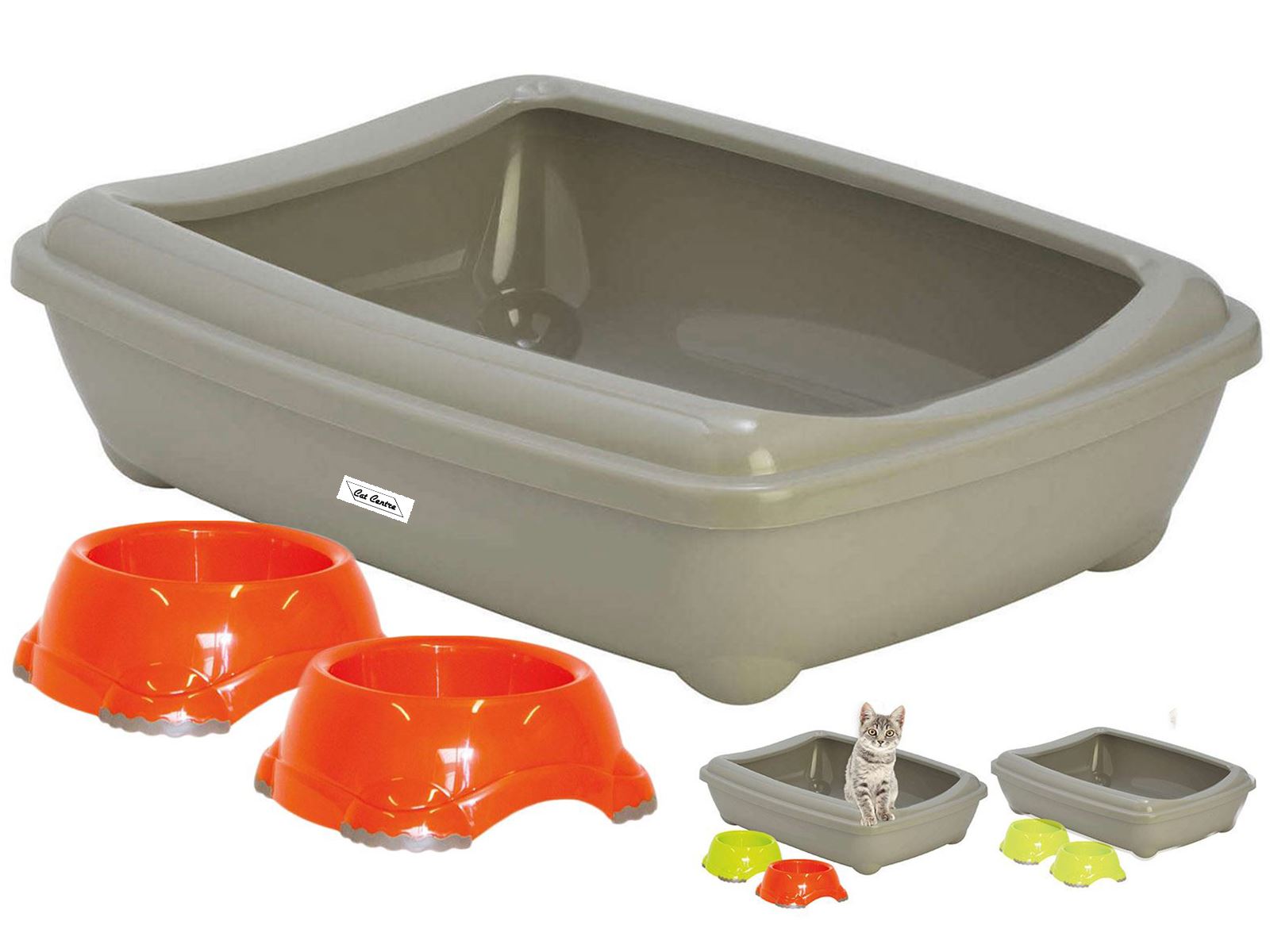 Cat Centre® Dark Grey Extra Large Litter Tray High Sides Deep Box Kitty