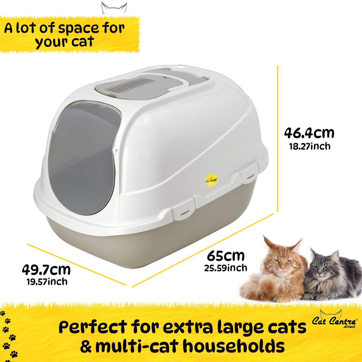 CAT CENTRE Litter Tray Open Hooded Bowl Sipper Snacker Container Grey