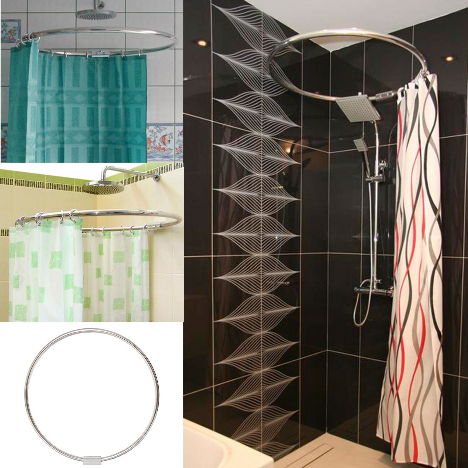 Homecentre Uk Chrome Round Shower Rail Hardened Aluminium Curved