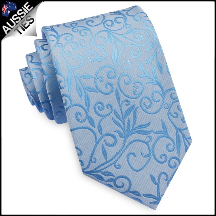Patterned Floral Ties | White Flower Tie | Skinny Black Tie | Slim Pastel Blue - Picture 13 of 29