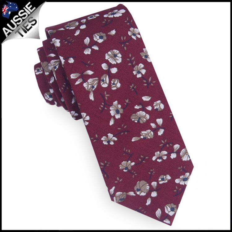 Patterned Floral Ties | White Flower Tie | Skinny Black Tie | Slim Pastel Blue - Picture 9 of 29