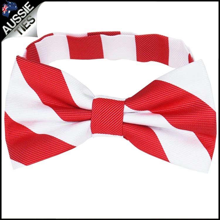 Mens Red /& White Stripes Bow Tie