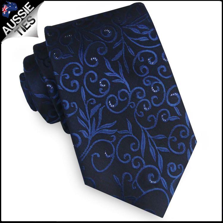 Patterned Floral Ties | White Flower Tie | Skinny Black Tie | Slim Pastel Blue - Picture 2 of 29