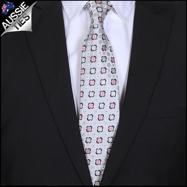 Patterned Floral Ties | White Flower Tie | Skinny Black Tie | Slim Pastel Blue - Picture 16 of 29
