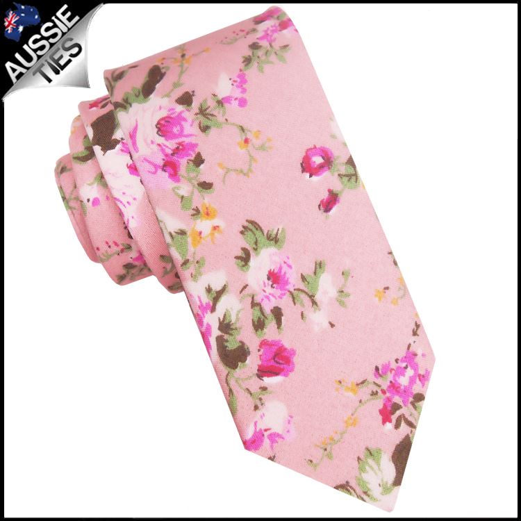 Patterned Floral Ties | White Flower Tie | Skinny Black Tie | Slim Pastel Blue - Picture 20 of 29