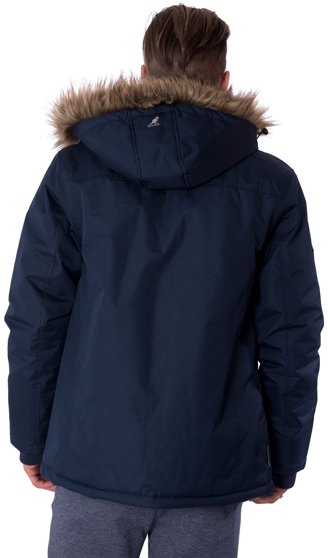 Kangol Big Mens King Plus Size Parka Jacket Zip Faux Fur