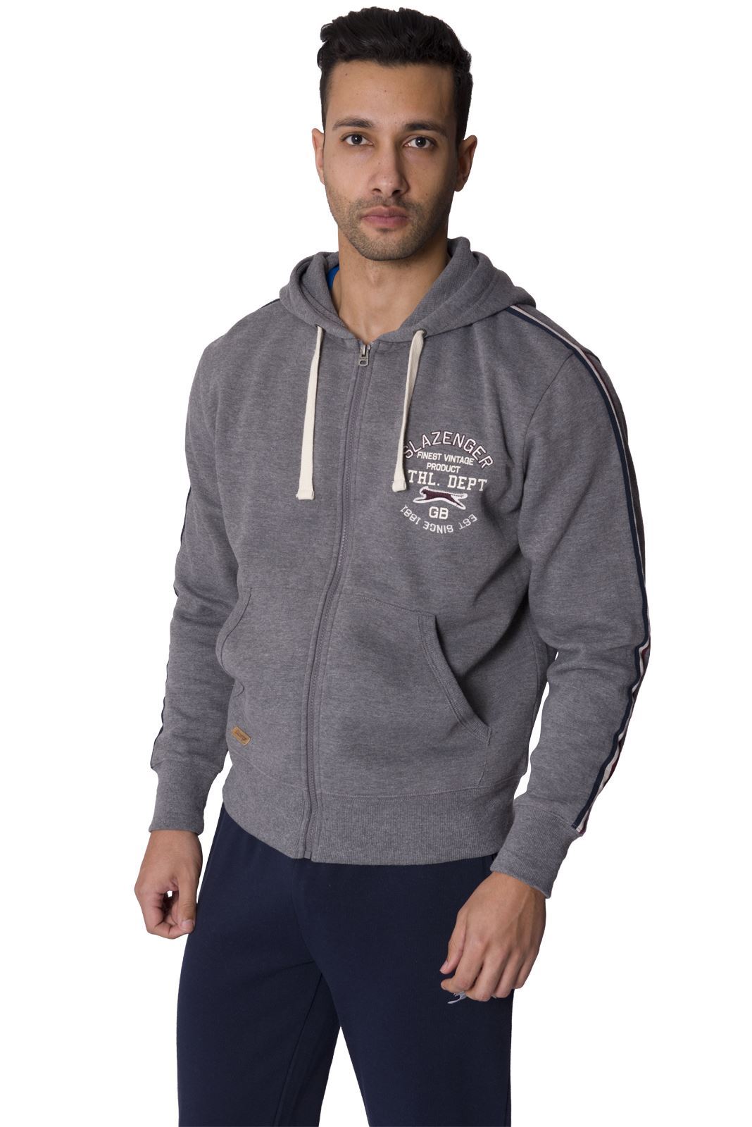 SLAZENGER DESIGNER MENS HOODED SWEAT CASUAL ZIP UP COAT JACKET HOODIE S