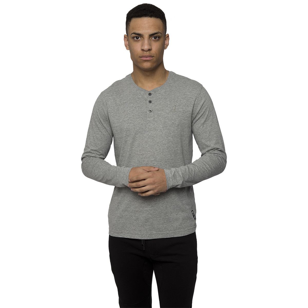 Kangol Mens Casual Long Sleeved Tshirt Button Fastening Lounge Tee Sizes S XXL