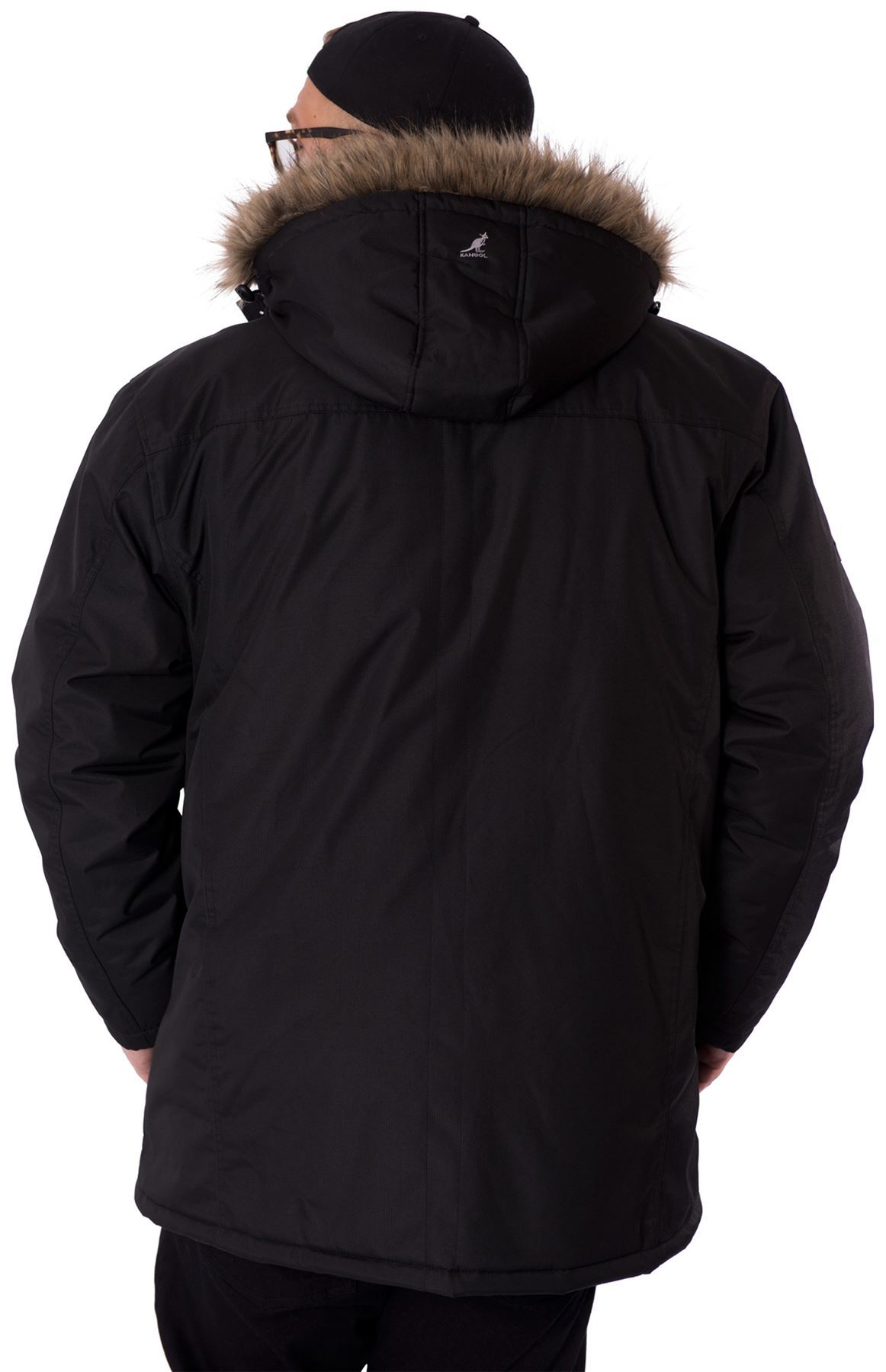 Kangol Big Mens King Plus Size Parka Jacket Zip Faux Fur