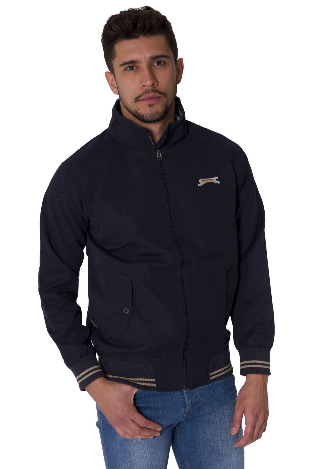 SLAZENGER NEW MENS RETRO VINTAGE COAT HARRINGTON BOMBER ZIP UP JACKET S