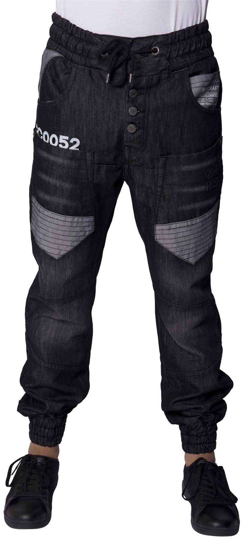 Man Casual Pant Plus Size Loose Elastic Waist Black