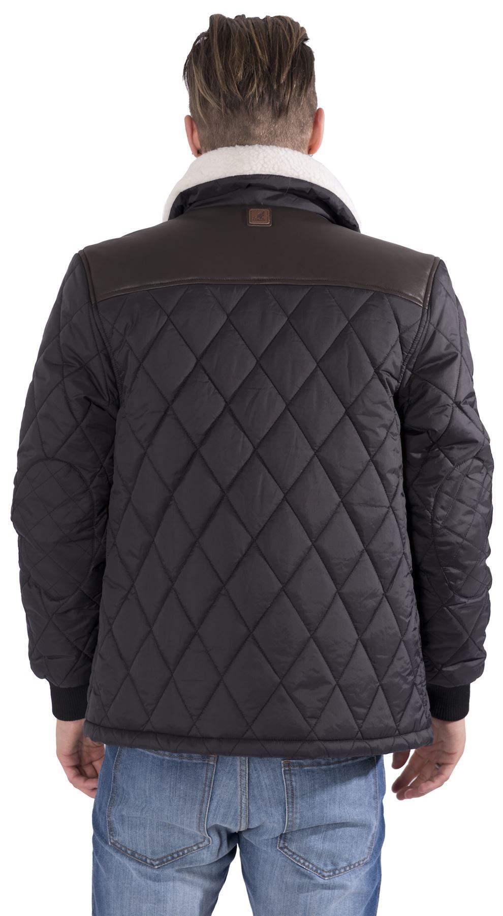 KANGOL MENS QUILTED FAUX FUR COLLAR ZIP UP JACKET COAT KING PLUS SIZE