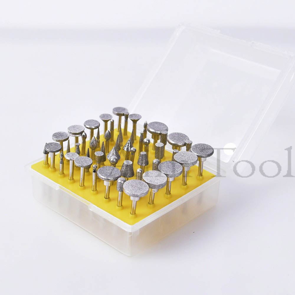 50PCs Electroplated Diamond Burr Set 3mm Shank