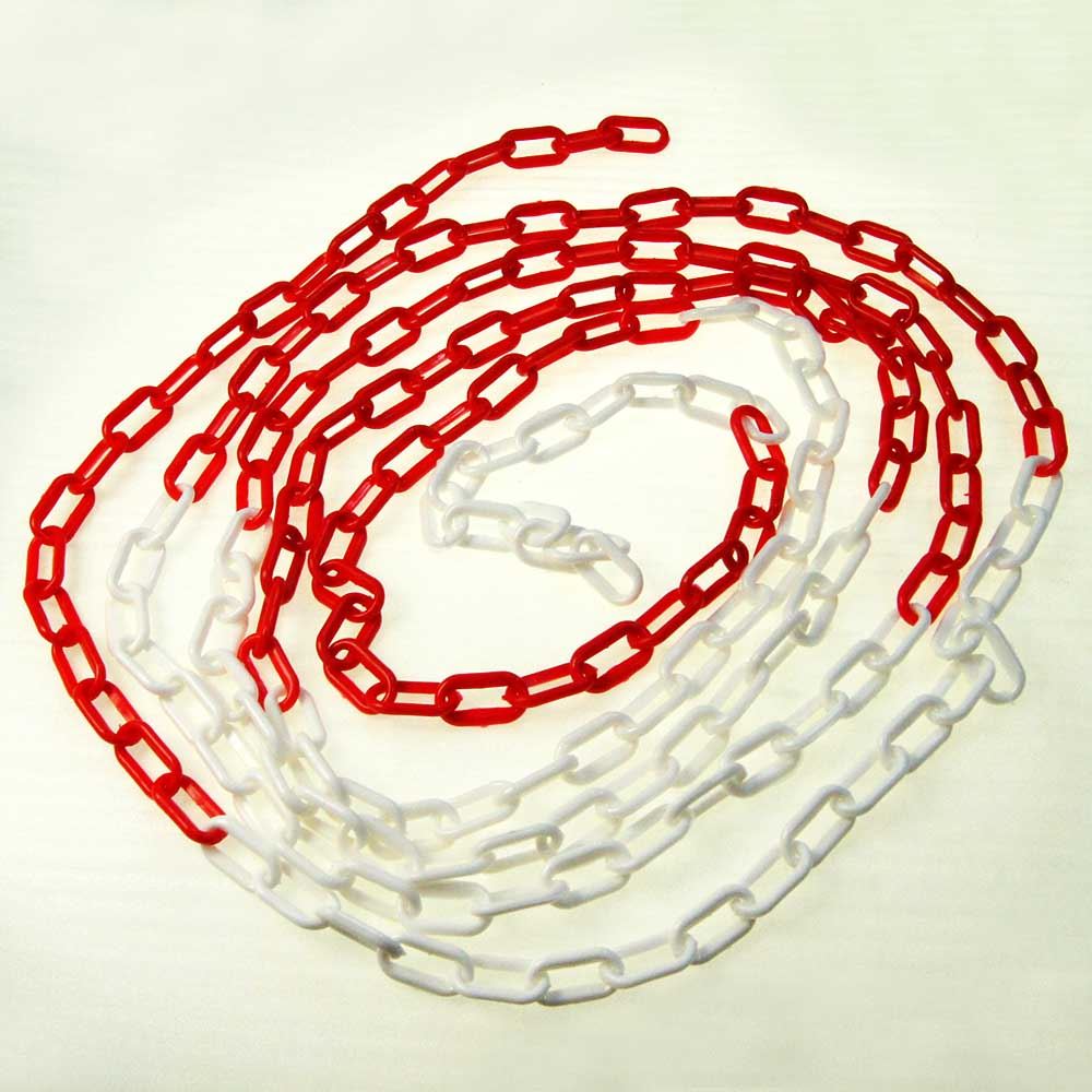 Red and White barrier Plastic Chain 5mm 25meters