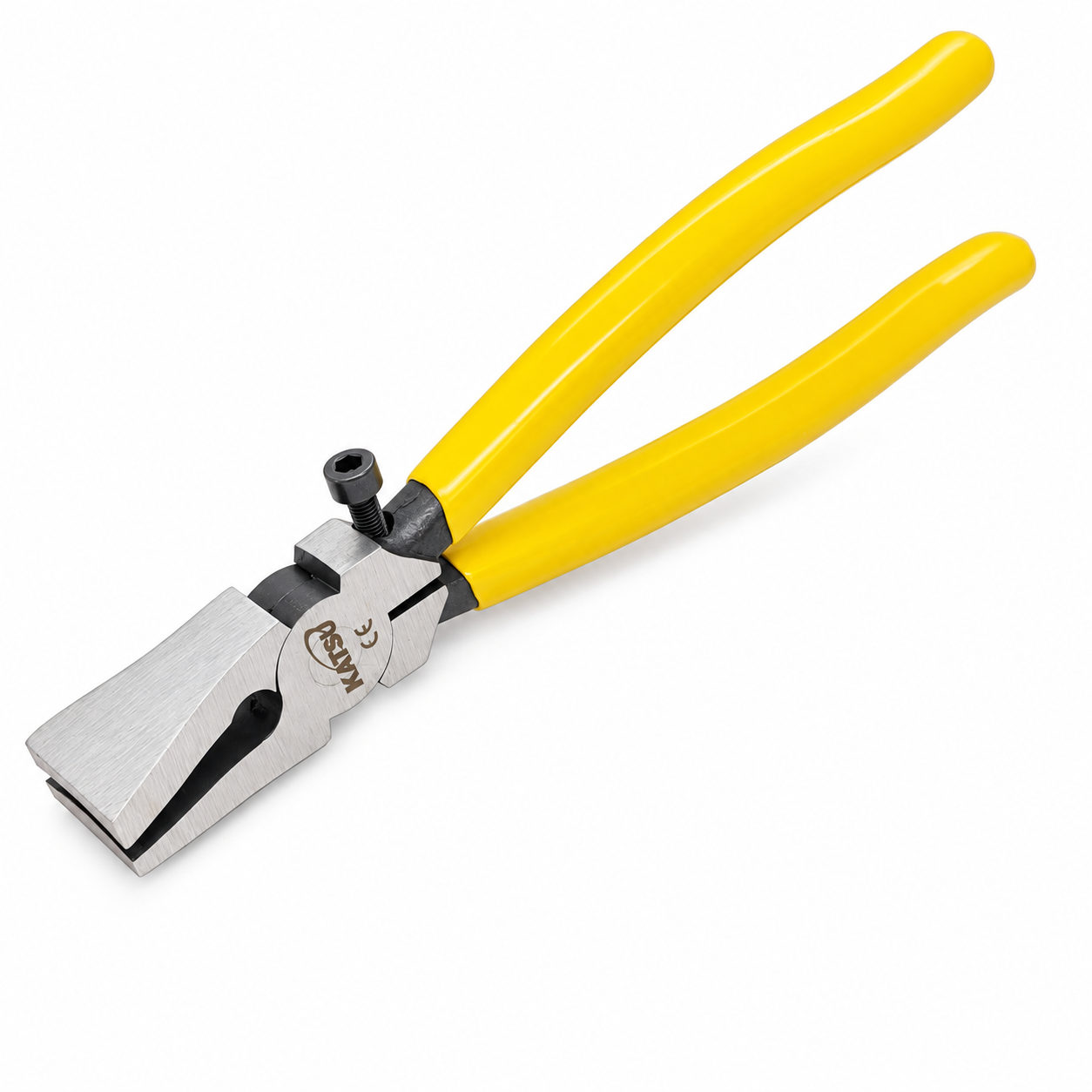 Glass breaking pliers curved jaws
