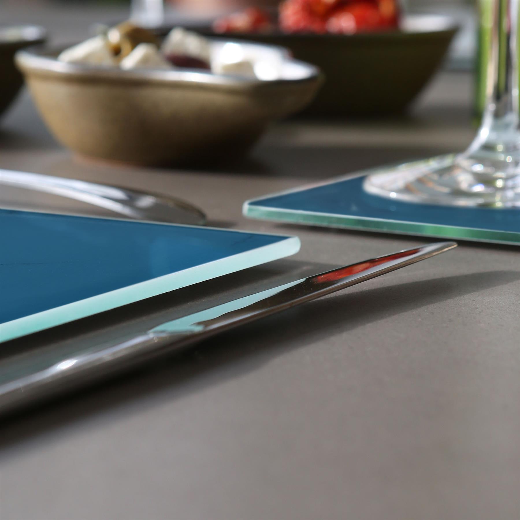 6x Rectangle Glass Placemats 40cm x 30cm Dining Dinner Table Mats Set - Picture 26 of 38