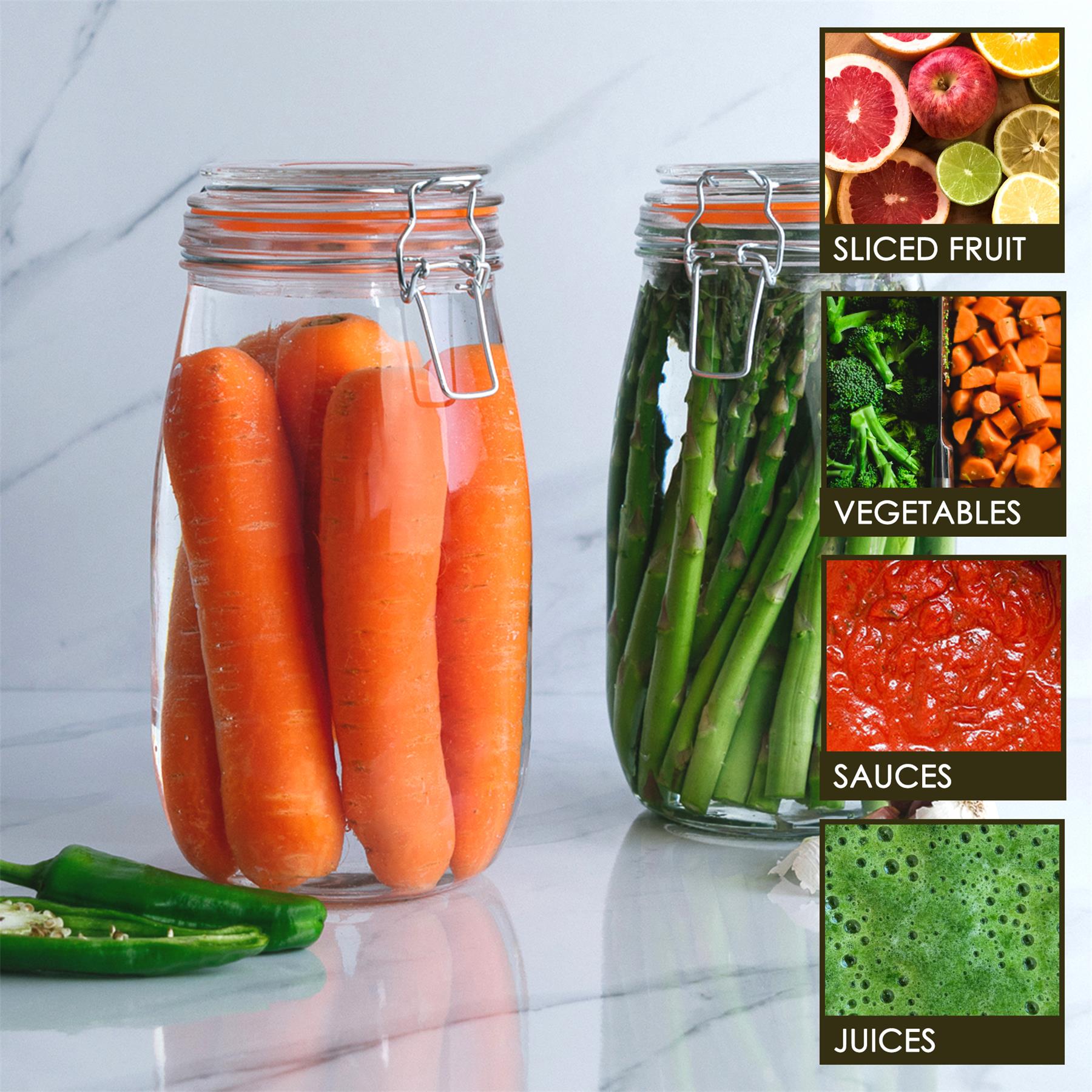 Glass Storage Jars Airtight Clip Top Lid Food Preserve Preserving Jar 1.5L x3 - Picture 11 of 27