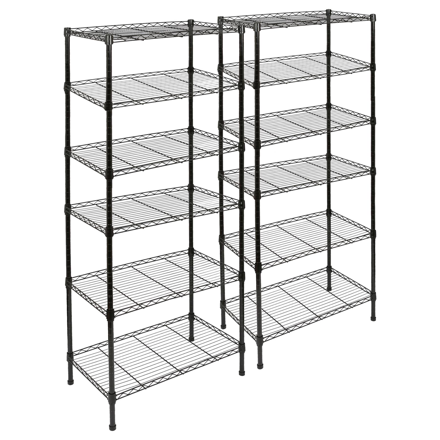 Harbour Housewares 6 Tier Adjustable Wire Shelving Units - Set of 2 - Image 3