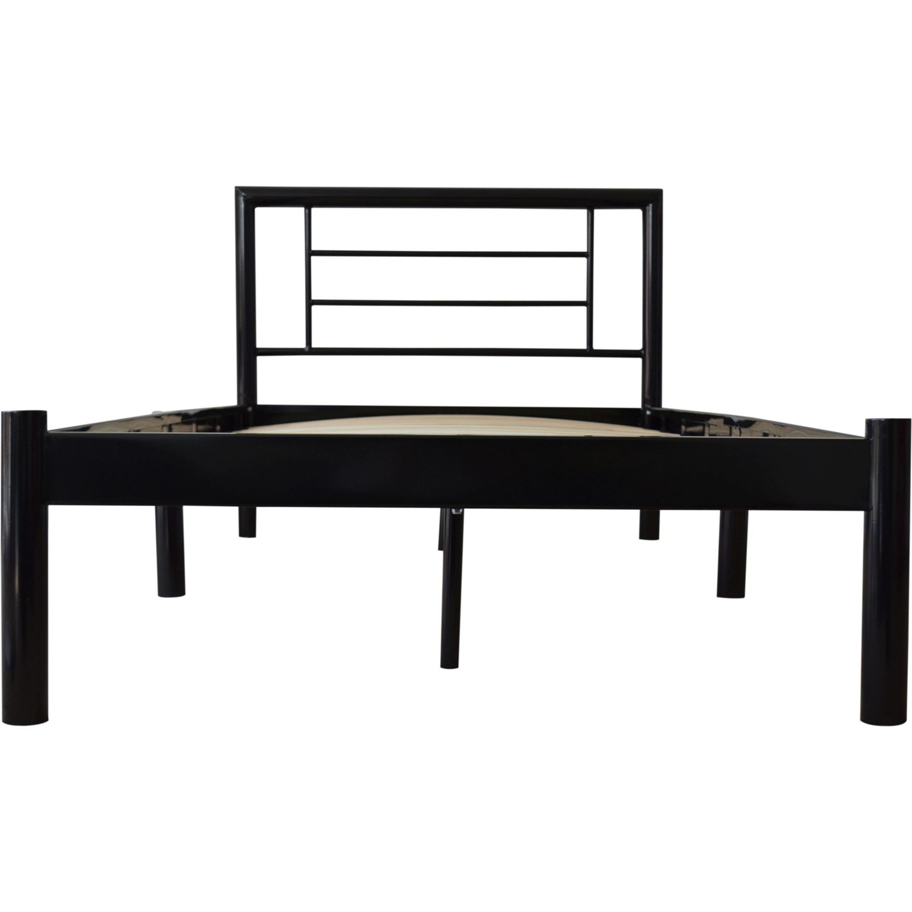 Single Metal Bed Frame, Strong Wooden Slats In Black